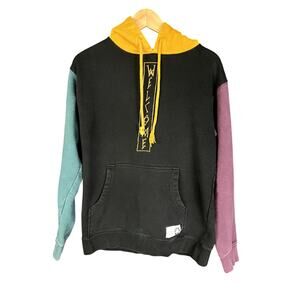 Men's Welcome Skateboards 90s Style Retro Color Block Logo Hoodie Size S